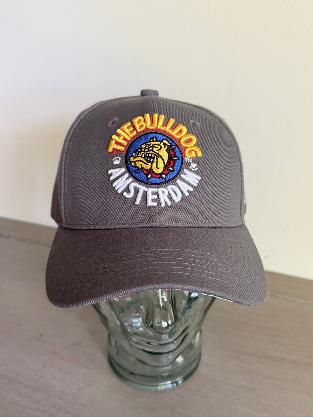 The Bulldog Amsterdam Grey Snapback Hat Cap Dog Patch Coffeeshop Curve Brim